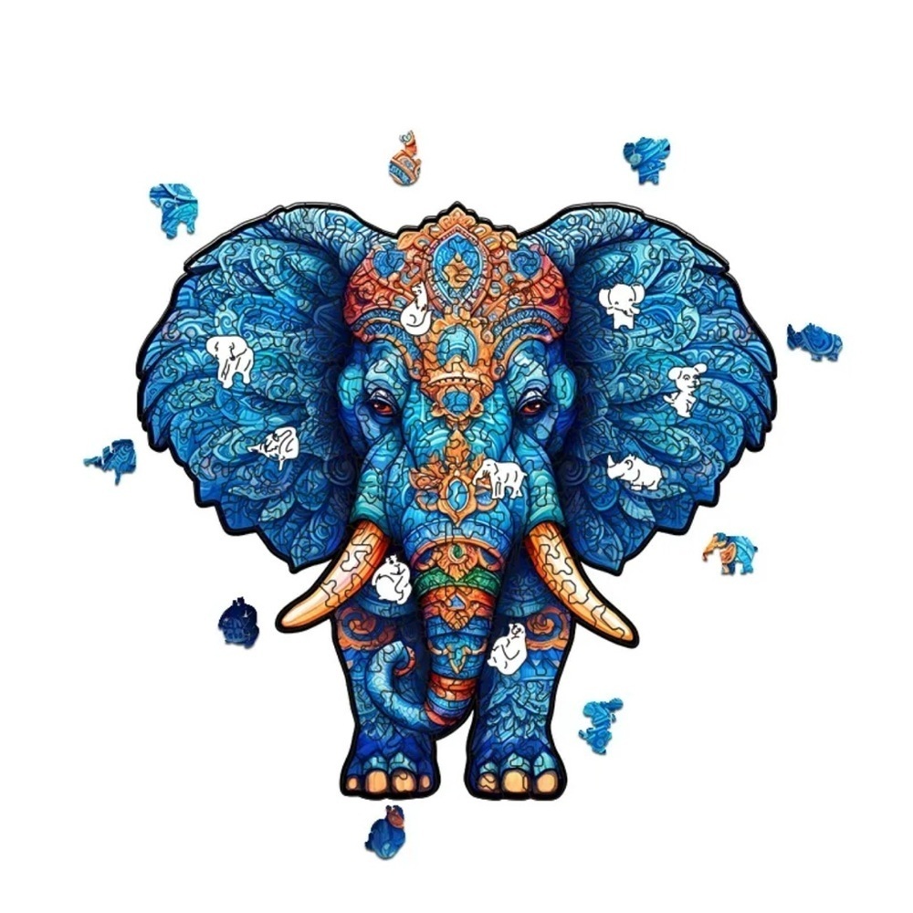 Intricate Blue Elephant Puzzle